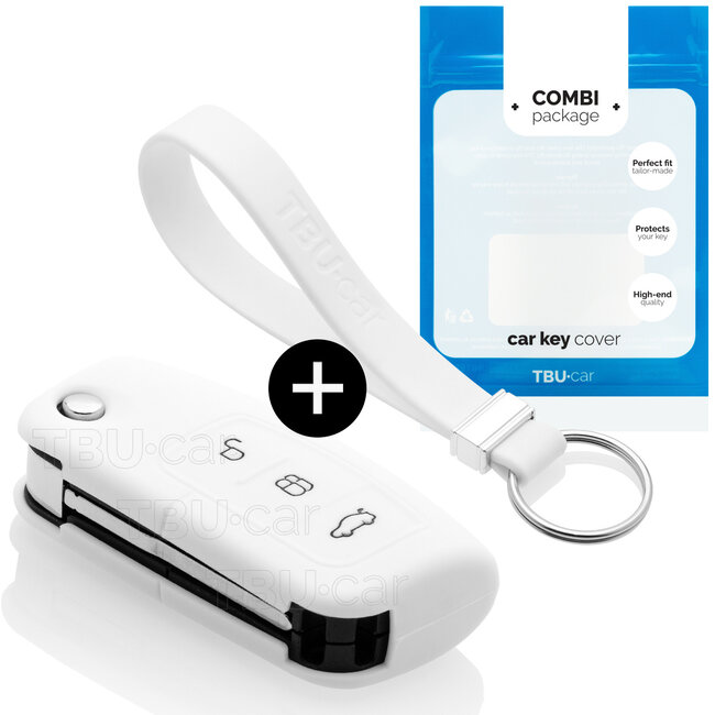 Capa para chave do carro compatível com Ford - Capa Protetora de Chave Remota de Silicone - Tampa Remota FOB - Branco