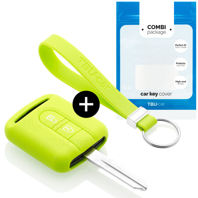 Car key cover compatible with Nissan - Silicone Protective Remote Key Shell - FOB Case Cover - Lime green