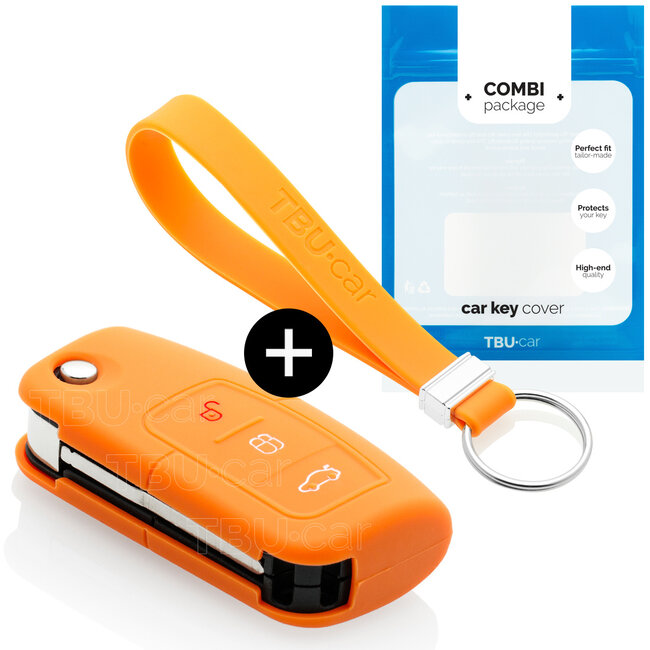 Car key cover compatible with Ford - Silicone Protective Remote Key Shell - FOB Case Cover - Orange