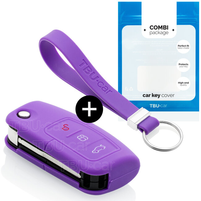 Car key cover compatible with Ford - Silicone Protective Remote Key Shell - FOB Case Cover - Purple