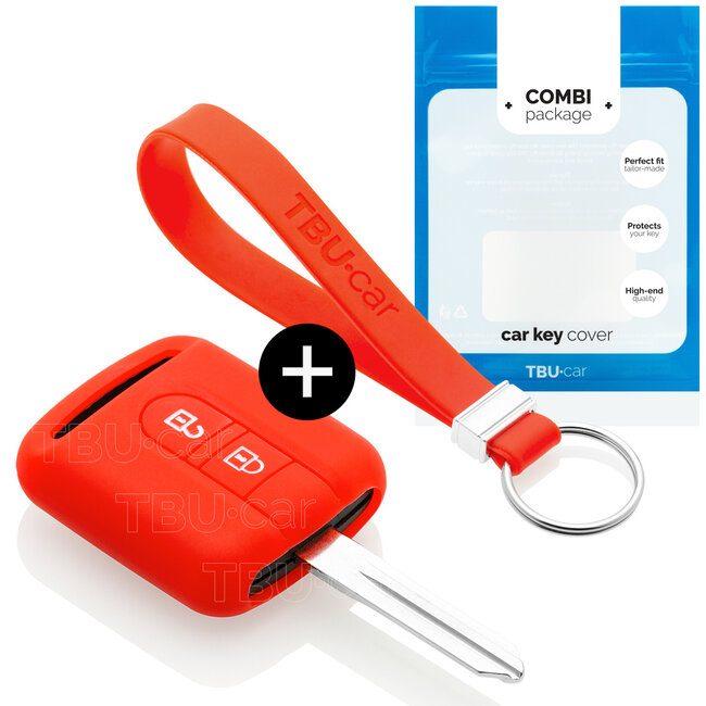 Autoschlüssel Hülle kompatibel mit Nissan 2 Tasten - Schutzhülle aus Silikon - Auto Schlüsselhülle Cover in Rot