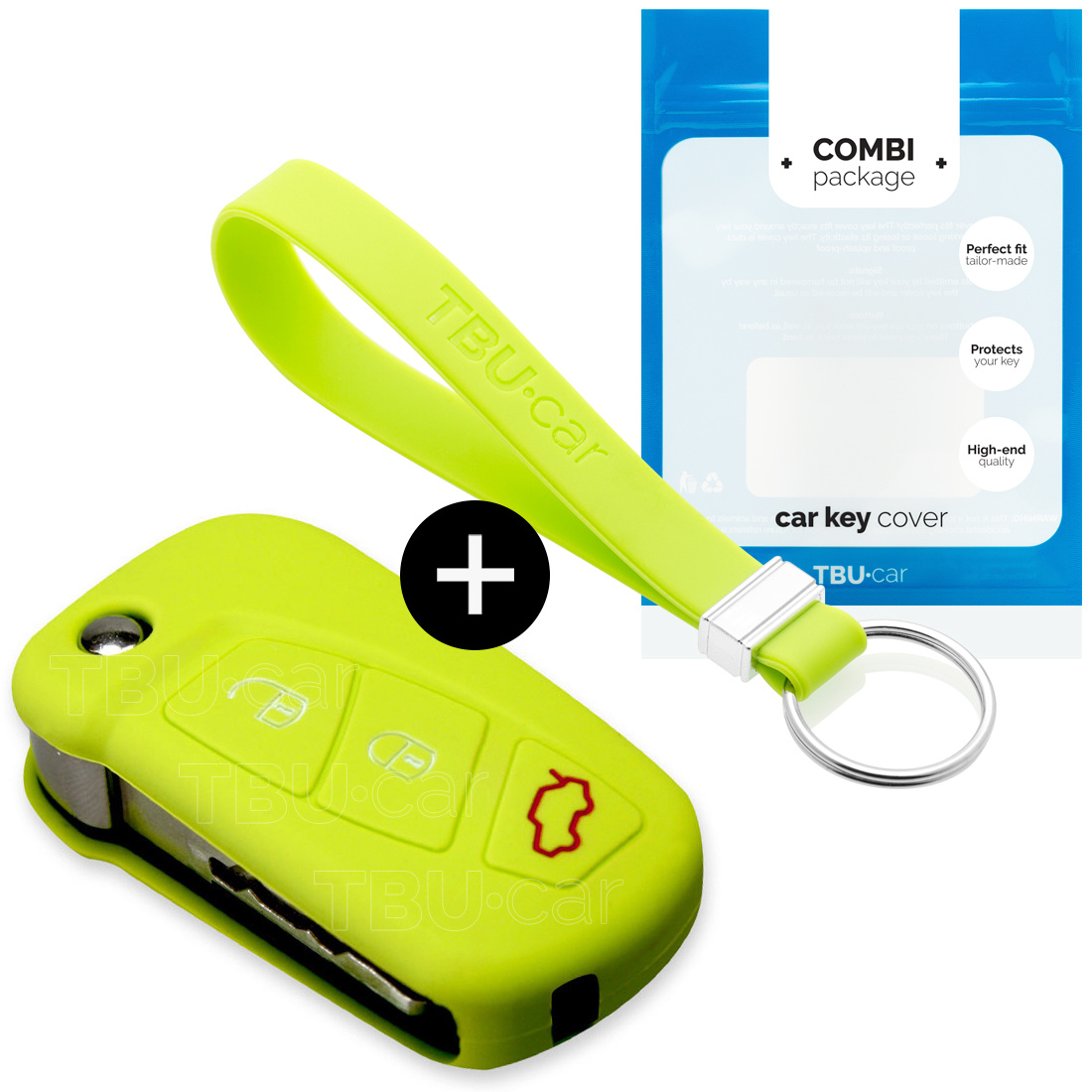 TBU car TBU car Car key cover compatible with Ford - Silicone Protective Remote Key Shell - FOB Case Cover - Lime green
