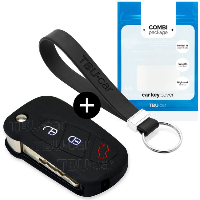 Capa para chave do carro compatível com Ford - Capa Protetora de Chave Remota de Silicone - Tampa Remota FOB - Preto