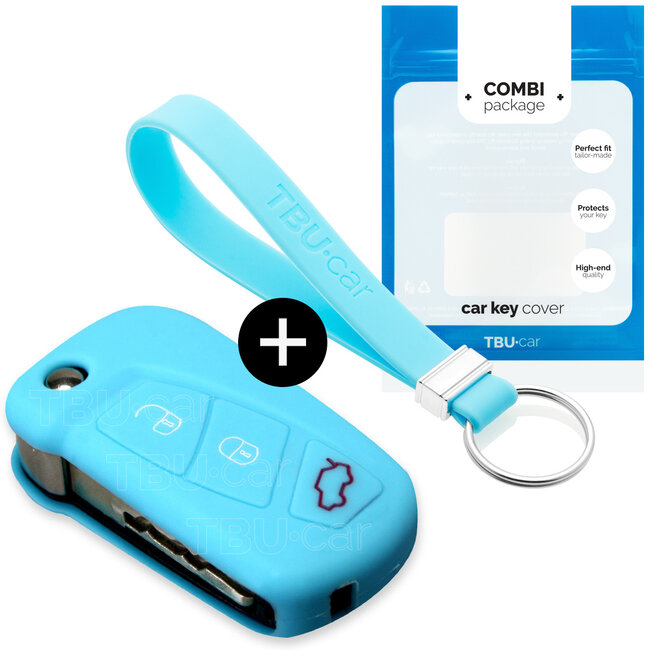 Housse de Protection clé compatible avec Ford - Coque Cover Housse étui en Silicone - Bleu clair