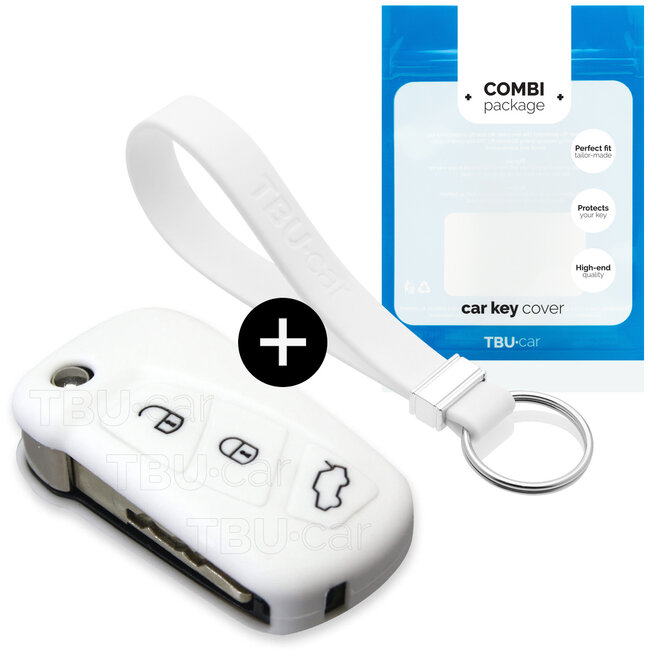 Housse de Protection clé compatible avec Ford - Coque Cover Housse étui en Silicone - Blanc