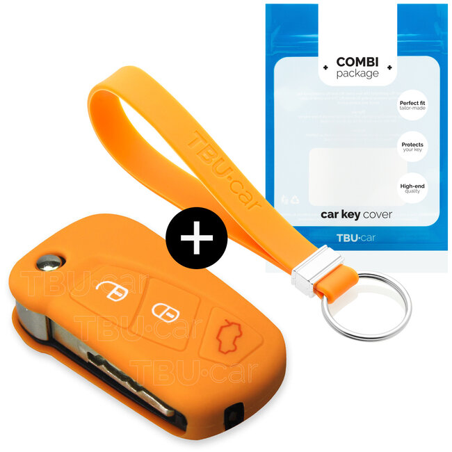 Funda Carcasa llave compatible con Ford - Funda de Silicona - Cover de Llave Coche - Naranja
