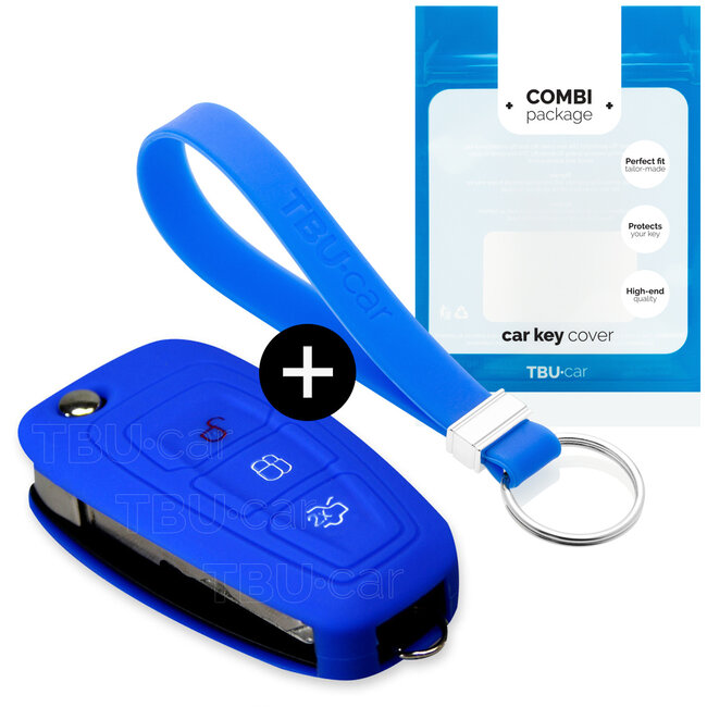 Housse de Protection clé compatible avec Ford - Coque Cover Housse étui en Silicone - Bleu