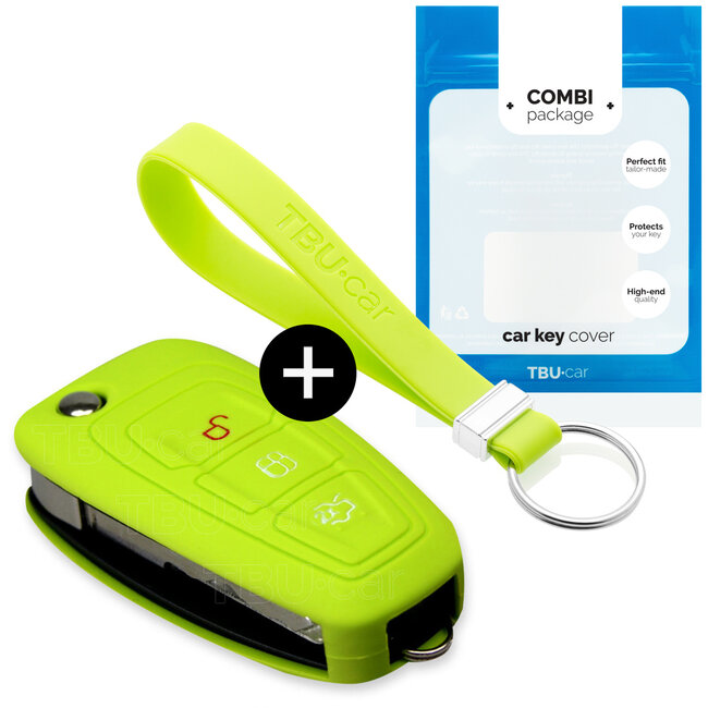Housse de Protection clé compatible avec Ford - Coque Cover Housse étui en Silicone - Citron vert