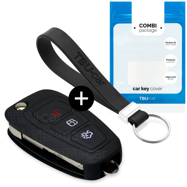 Funda Carcasa llave compatible con Ford - Funda de Silicona - Cover de Llave Coche - Negro