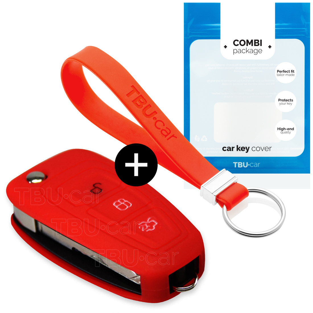 TBU car Ford Capa Silicone Chave do carro - Capa protetora - Tampa remota FOB - Vermelho