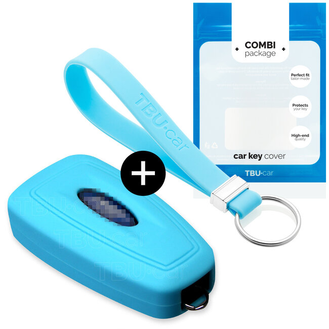 Car key cover compatible with Ford - Silicone Protective Remote Key Shell - FOB Case Cover - Light Blue