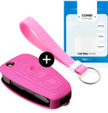 TBU car TBU car Car key cover compatible with Ford - Silicone Protective Remote Key Shell - FOB Case Cover - Pink