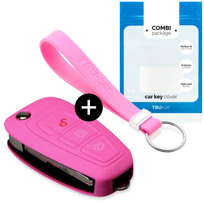 Cover chiavi auto compatibile con Ford - Copertura protettiva - Custodia Protettiva in Silicone - Rosa