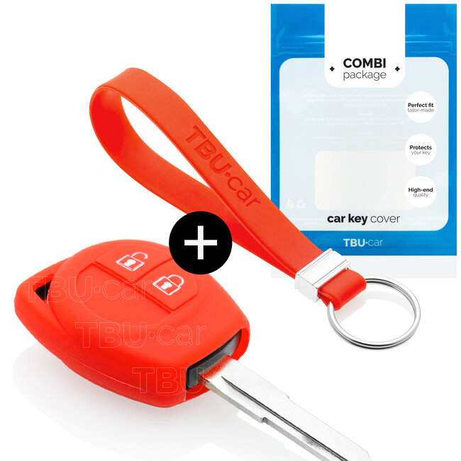 Car key cover compatible with Nissan - Silicone Protective Remote Key Shell - FOB Case Cover - Red