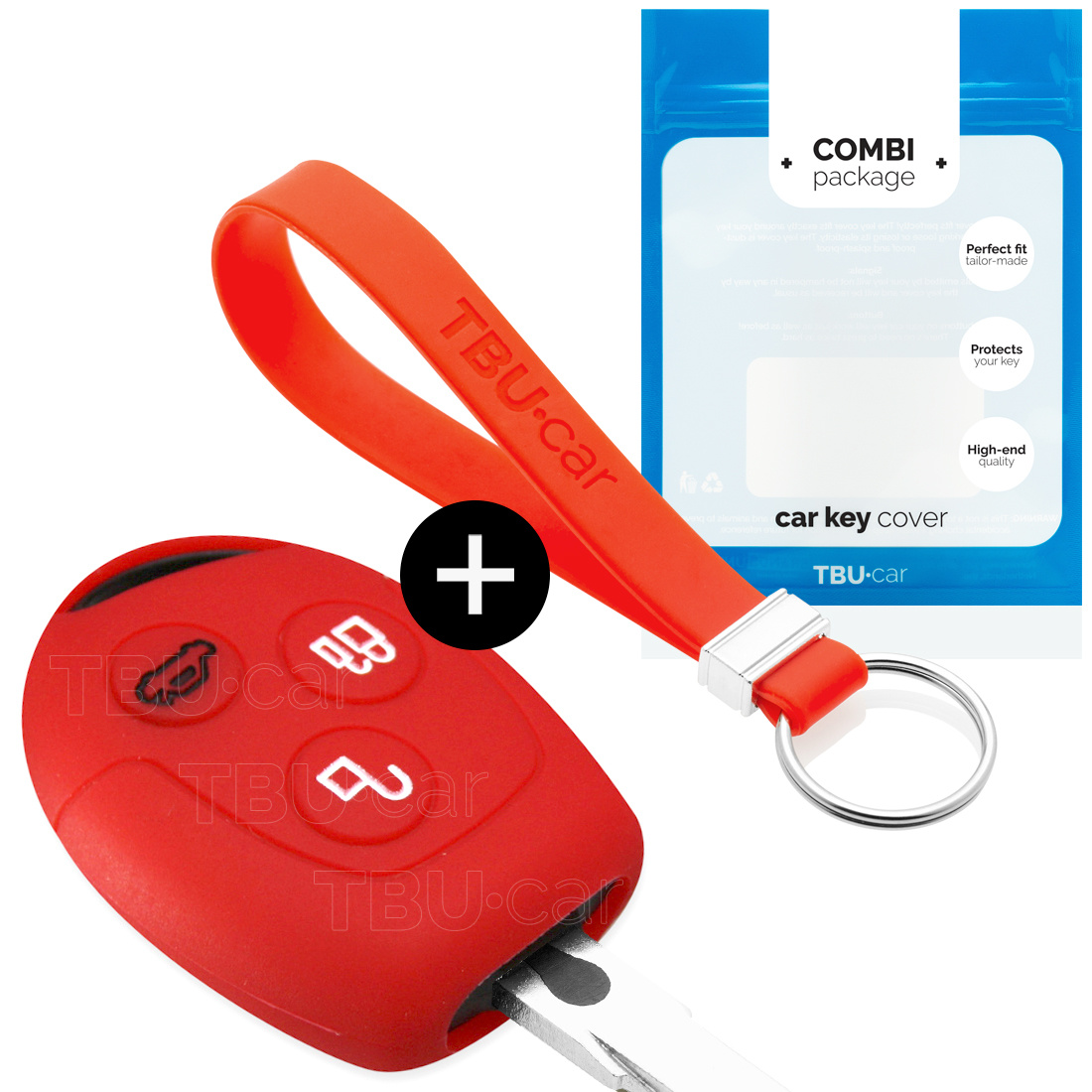 TBU car Ford Capa Silicone Chave do carro - Capa protetora - Tampa remota FOB - Vermelho