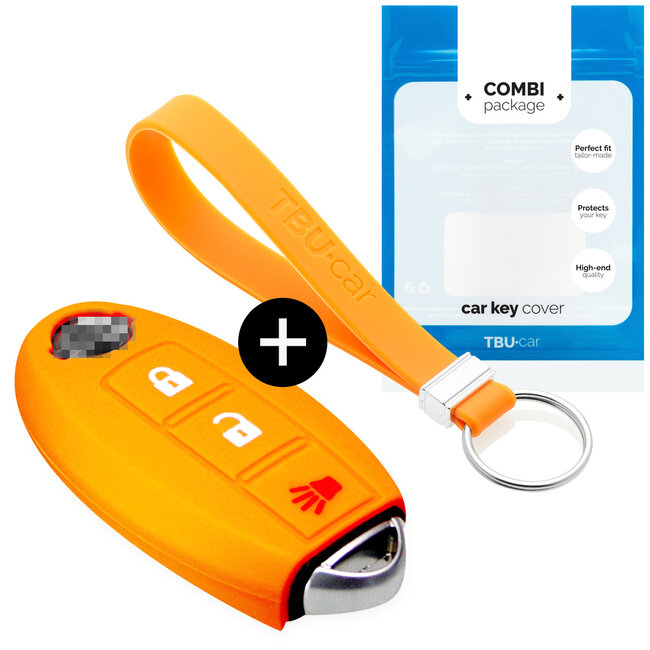 Funda Carcasa llave compatible con Nissan - Funda de Silicona - Cover de Llave Coche - Naranja