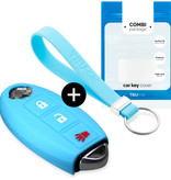 TBU car TBU car Car key cover compatible with Nissan - Silicone Protective Remote Key Shell - FOB Case Cover - Light Blue