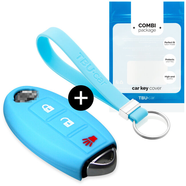 Funda Carcasa llave compatible con Nissan - Funda de Silicona - Cover de Llave Coche - Azul claro