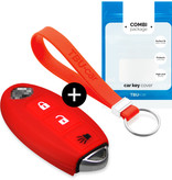 TBU car Nissan Capa Silicone Chave do carro - Capa protetora - Tampa remota FOB - Vermelho