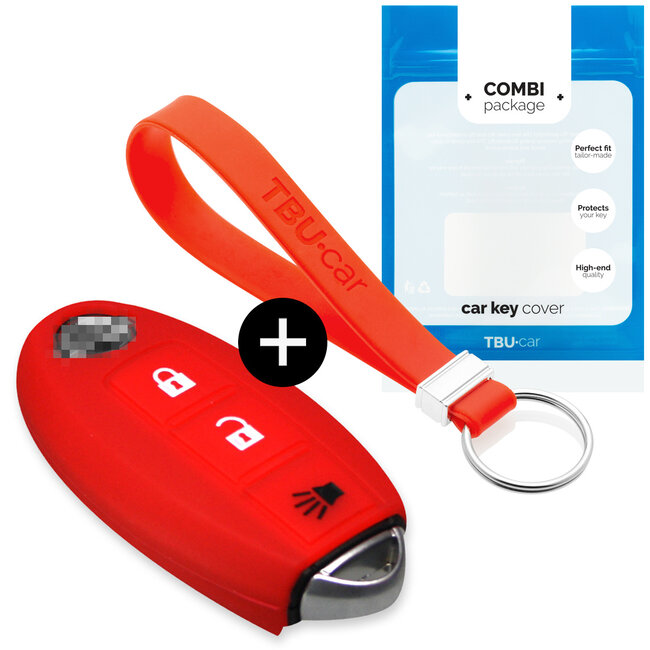 Capa para chave do carro compatível com Nissan - Capa Protetora de Chave Remota de Silicone - Tampa Remota FOB - Vermelho