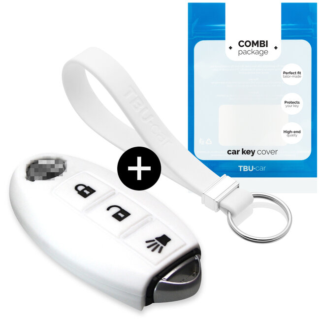 Funda Carcasa llave compatible con Nissan - Funda de Silicona - Cover de Llave Coche - Blanco