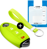TBU car TBU car Sleutel cover compatibel met Nissan - Silicone sleutelhoesje - beschermhoesje autosleutel - Lime groen
