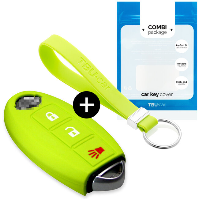 Funda Carcasa llave compatible con Nissan - Funda de Silicona - Cover de Llave Coche - Verde lima