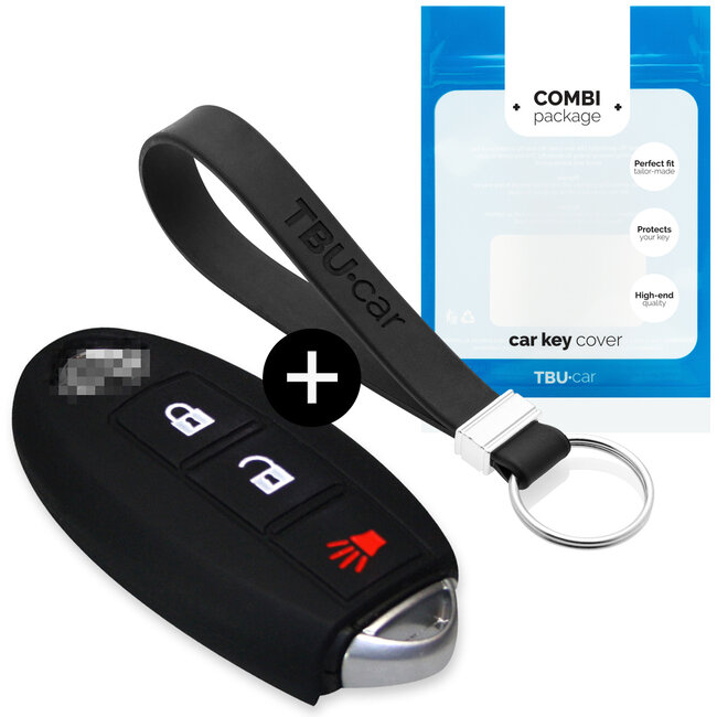 Autoschlüssel Hülle kompatibel mit Nissan 3 Tasten (Keyless Entry) - Schutzhülle aus Silikon - Auto Schlüsselhülle Cover in Schwarz