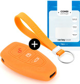 TBU car TBU car Autoschlüssel Hülle kompatibel mit Ford 3 Tasten (Keyless Entry) - Schutzhülle aus Silikon - Auto Schlüsselhülle Cover in Orange