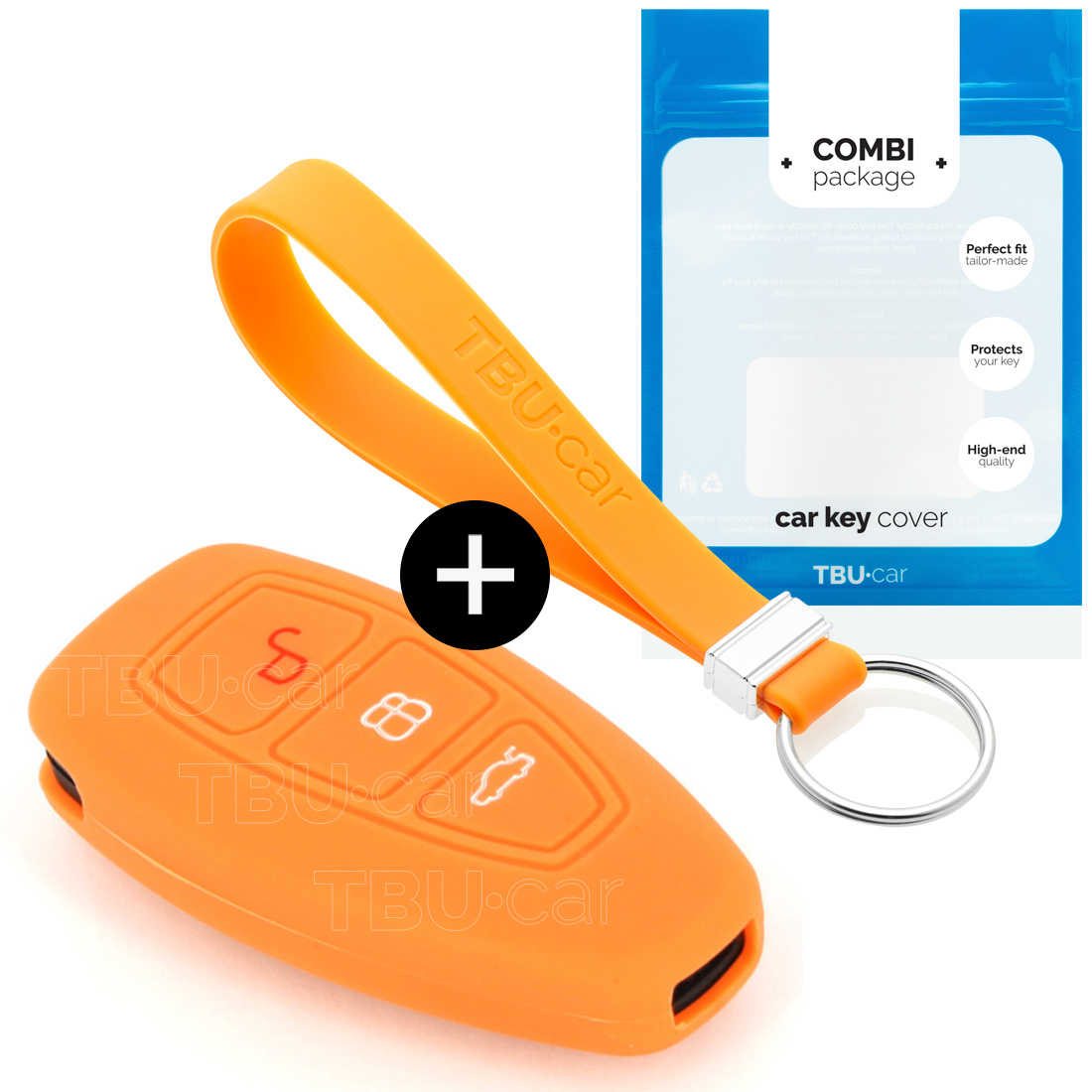 TBU car TBU car Car key cover compatible with Ford - Silicone Protective Remote Key Shell - FOB Case Cover - Orange