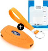 TBU car TBU car Car key cover compatible with Ford - Silicone Protective Remote Key Shell - FOB Case Cover - Orange