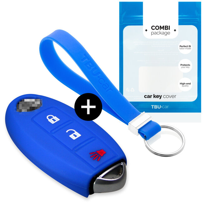 Car key cover compatible with Nissan - Silicone Protective Remote Key Shell - FOB Case Cover - Blue