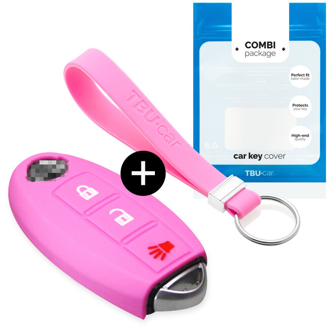 Funda Carcasa llave compatible con Nissan - Funda de Silicona - Cover de Llave Coche - Rosa