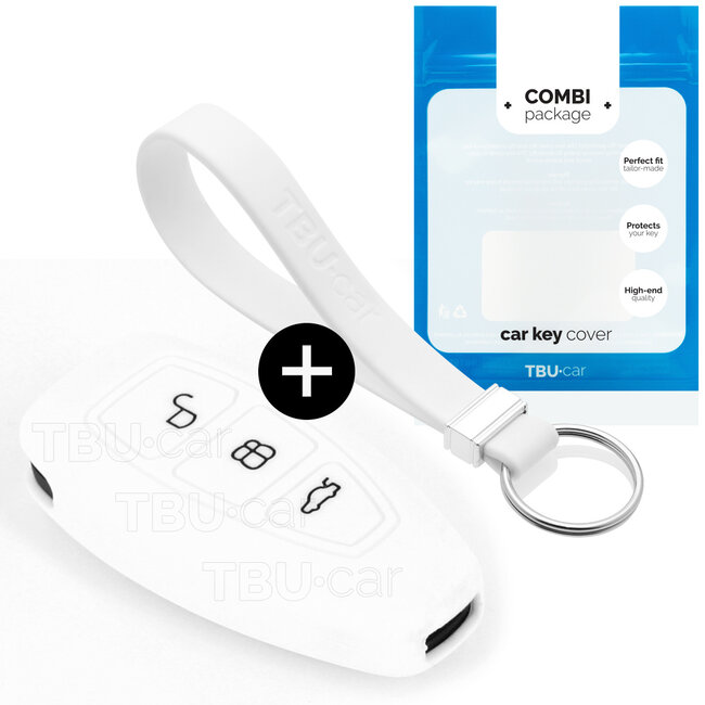 Funda Carcasa llave compatible con Ford - Funda de Silicona - Cover de Llave Coche - Blanco