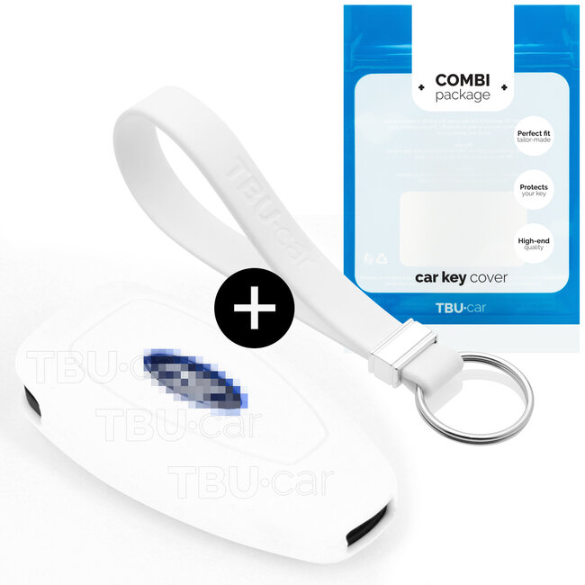 Car key cover compatible with Ford - Silicone Protective Remote Key Shell - FOB Case Cover - White