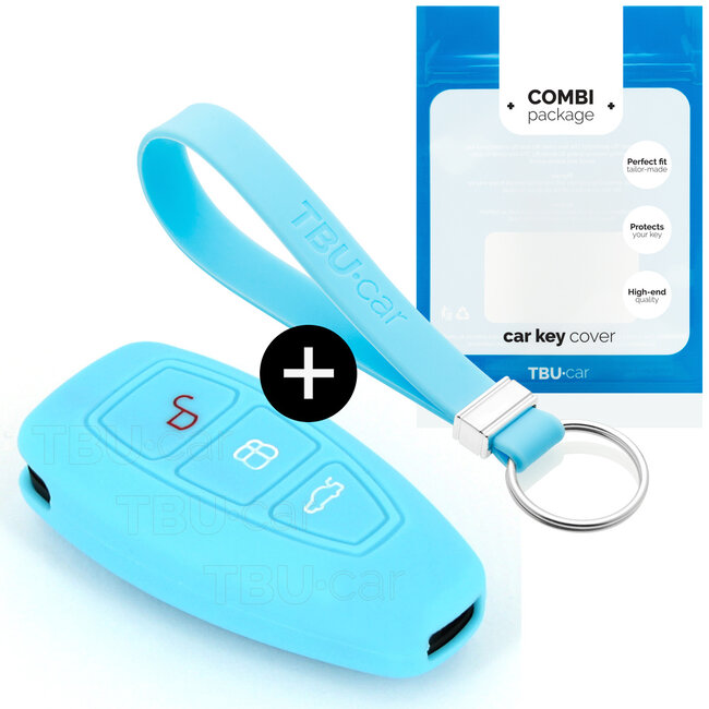 Housse de Protection clé compatible avec Ford - Coque Cover Housse étui en Silicone - Bleu clair