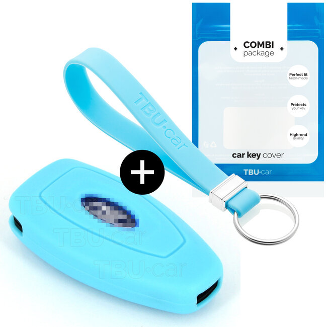 Capa para chave do carro compatível com Ford - Capa Protetora de Chave Remota de Silicone - Tampa Remota FOB - Azul claro