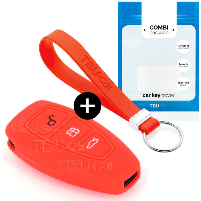 Capa para chave do carro compatível com Ford - Capa Protetora de Chave Remota de Silicone - Tampa Remota FOB - Vermelho