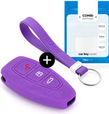 TBU car TBU car Car key cover compatible with Ford - Silicone Protective Remote Key Shell - FOB Case Cover - Purple