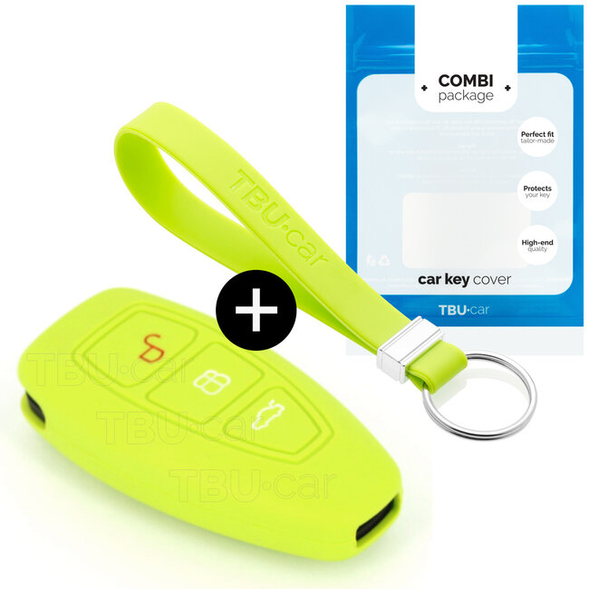 Car key cover compatible with Ford - Silicone Protective Remote Key Shell - FOB Case Cover - Lime green