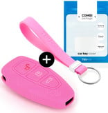 TBU car TBU car Car key cover compatible with Ford - Silicone Protective Remote Key Shell - FOB Case Cover - Pink