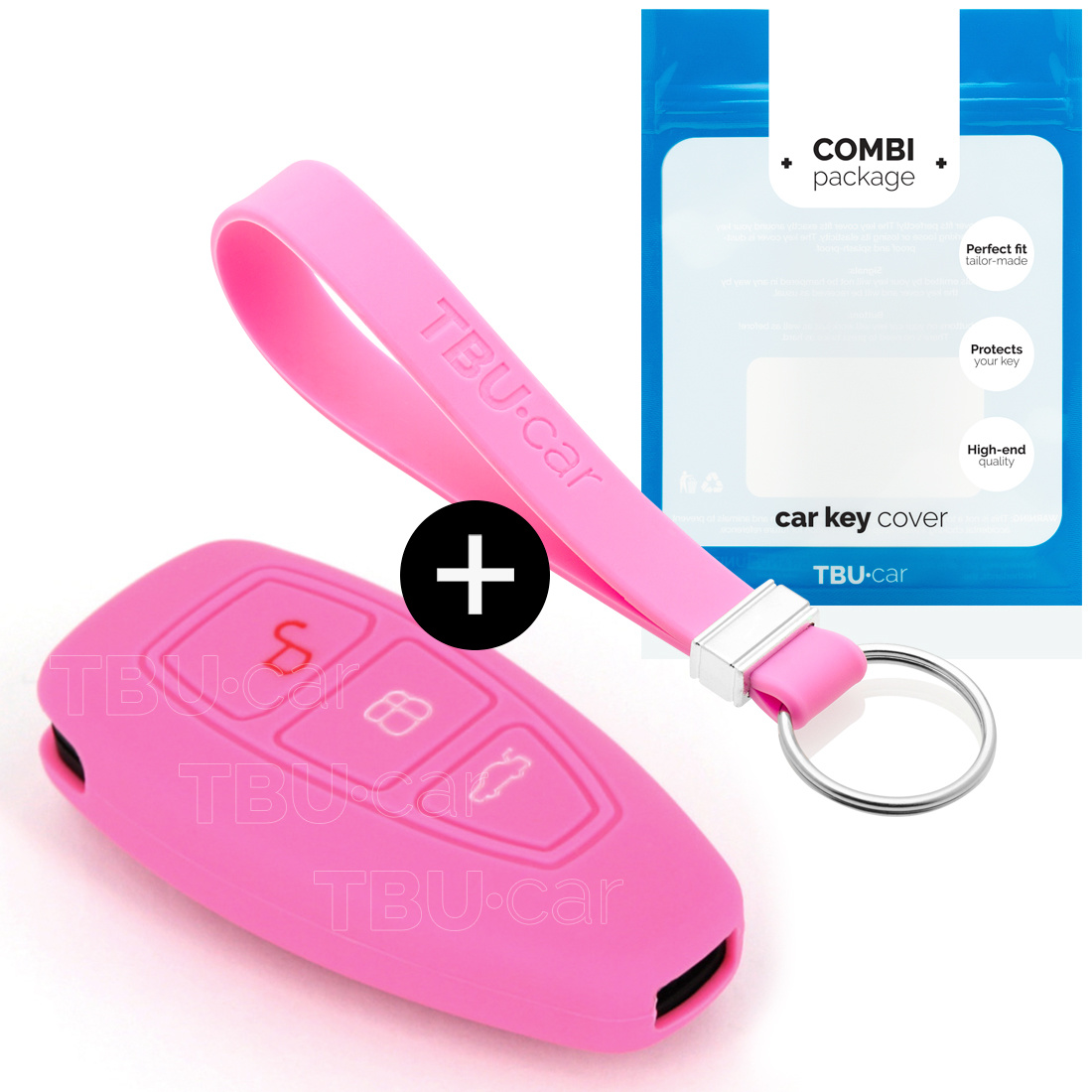 TBU car Ford Capa Silicone Chave do carro - Capa protetora - Tampa remota FOB - Rosa