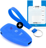 TBU car Ford Capa Silicone Chave do carro - Capa protetora - Tampa remota FOB - Azul