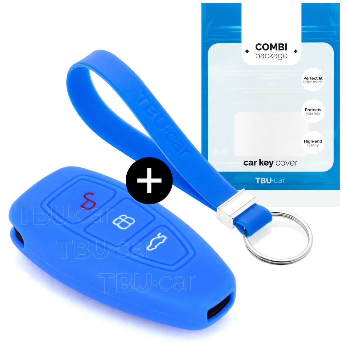 TBU car Ford Capa Silicone Chave do carro - Capa protetora - Tampa remota FOB - Azul