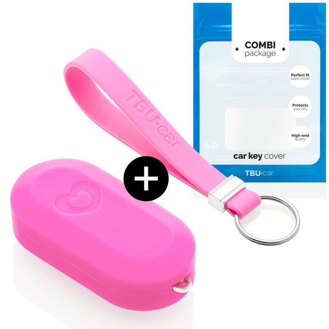 Car key cover compatible with Lancia - Silicone Protective Remote Key Shell - FOB Case Cover - Pink (Hearts)