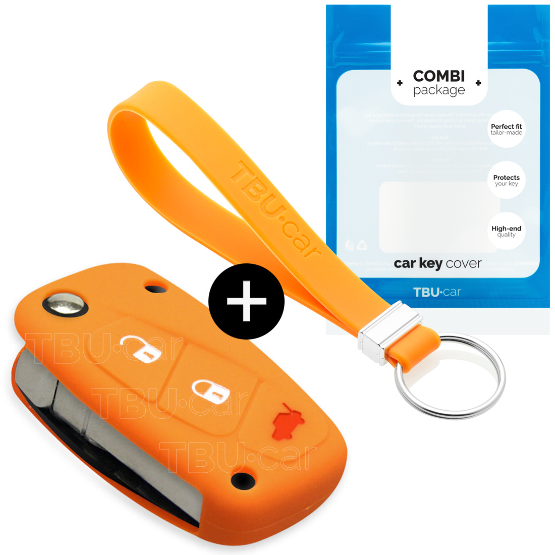 TBU car TBU car Funda Carcasa llave compatible con Lancia - Funda de Silicona - Cover de Llave Coche - Naranja