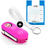 Sleutel cover compatibel met Lancia - Silicone sleutelhoesje - beschermhoesje autosleutel - Neon Roze (Hartjes)