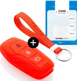 TBU car TBU car Car key cover compatible with Ford - Silicone Protective Remote Key Shell - FOB Case Cover - Red