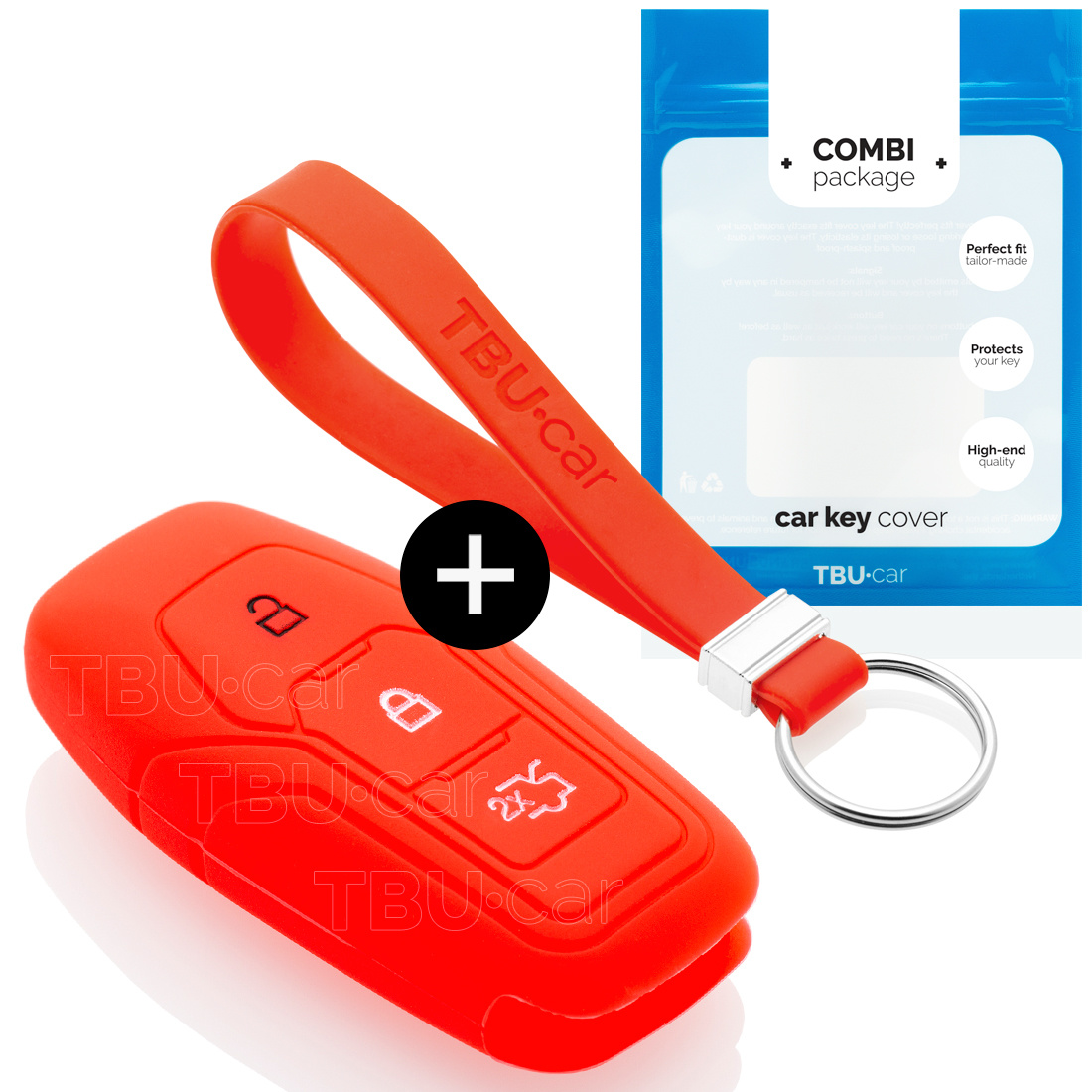 TBU car TBU car Autoschlüssel Hülle kompatibel mit Ford 3 Tasten (Keyless Entry) - Schutzhülle aus Silikon - Auto Schlüsselhülle Cover in Rot