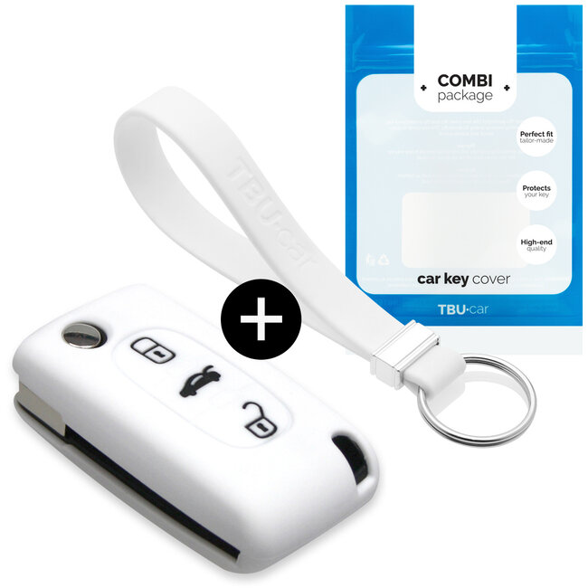 Funda Carcasa llave compatible con Lancia - Funda de Silicona - Cover de Llave Coche - Blanco